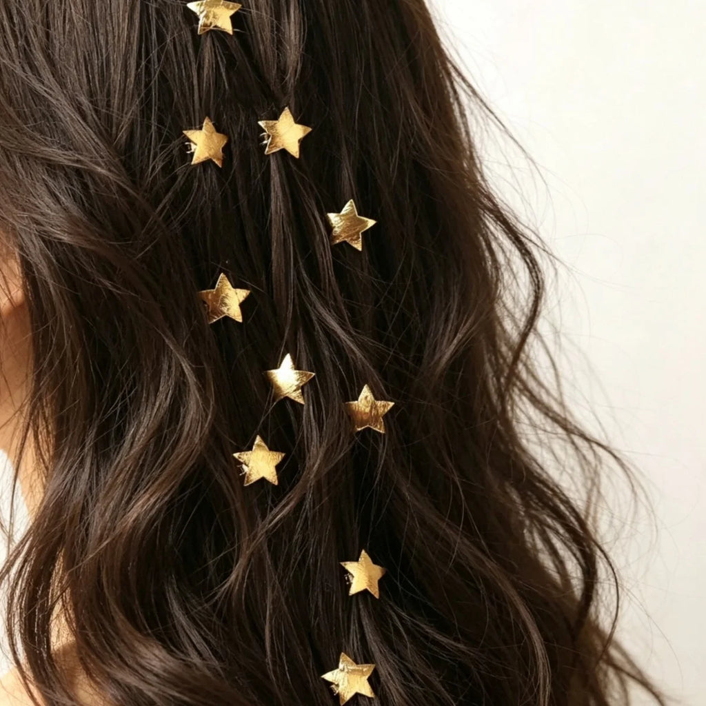 Bohemian Gold and Silver Star Hairpins 10-Piece Hair Accessories Set