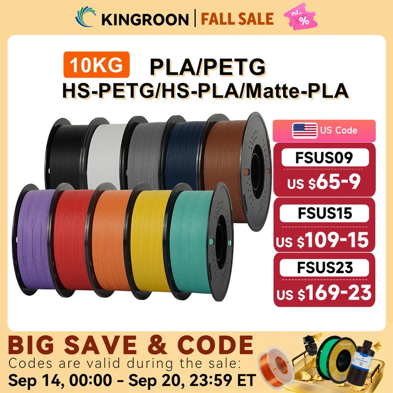 10kg 3D Printer Filament Set - PLA, PETG, HS-PLA, HS-PETG, Matte PLA, 1.75mm