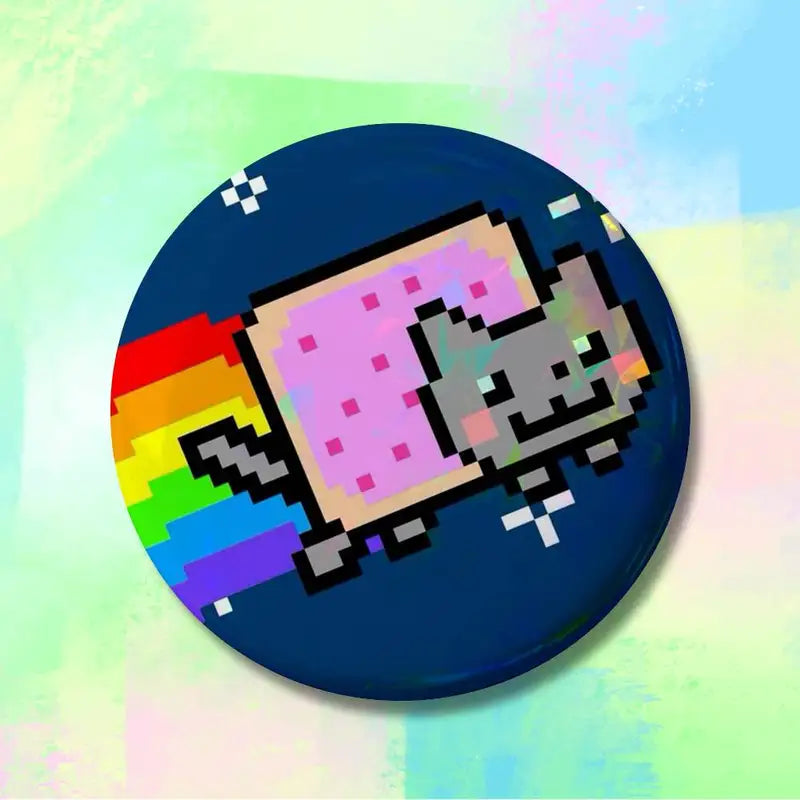 Cute N-Nyan Cat Cartoon Badge Pins for Backpack Accessories - Handmade 58mm