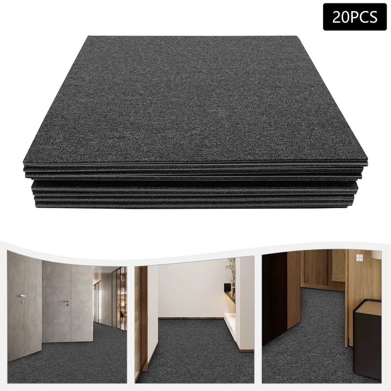 20PCS Anti-Slip Floor Mat Set 50x50cm Black Grey Non-Slip Rug Tiles for Home