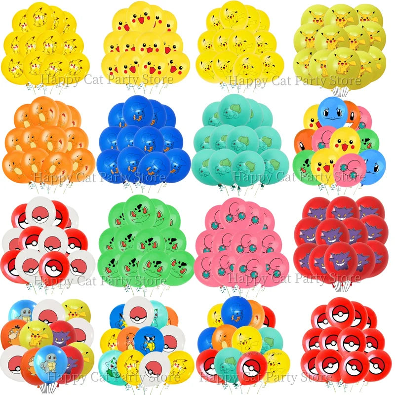 Pokemon Latex Balloons for Birthday Party Decor - Cartoon Pikachu & Poke Ball