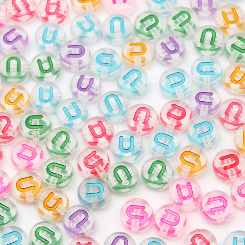 100Pcs Colorful Alphabet A-Z Acrylic Beads for Jewelry Making - Round Flat Spacer Beads