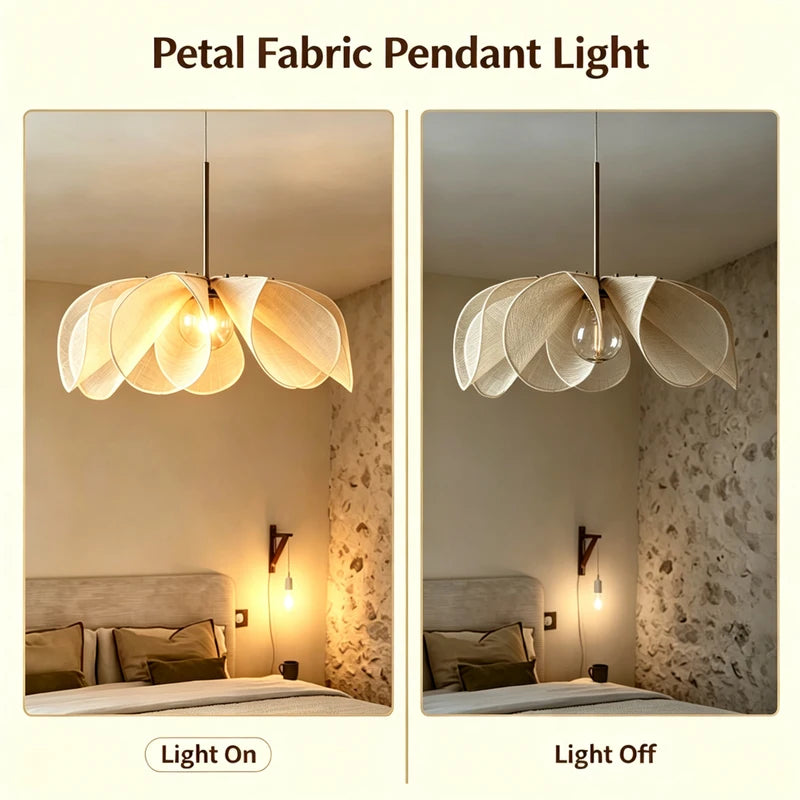 Wabi Sabi Fabric Pendant Light Ceiling Hanging Lamp Modern Chandelier for Living Room Dining Room Kitchen Home Decor