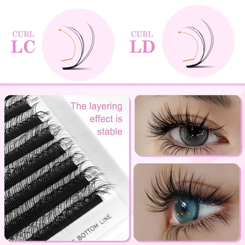 Multi Layer False Eyelash Extensions 12 Rows Natural Black Fluffy Volume Lashes