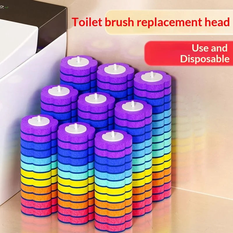 Disposable Toilet Brush Head with Antibacterial Cleaner - Hygienic Replacement Sponge, Universal Fit