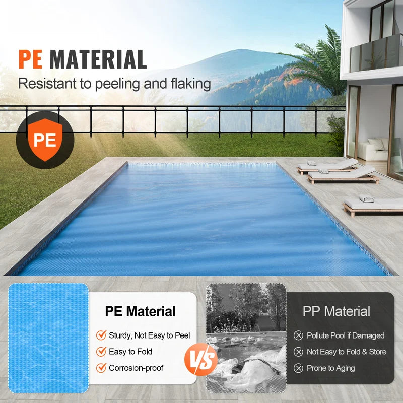 Rectangular Solar Pool Cover - Insulation & Water Evaporation Reduction, 12 Mil Thickness