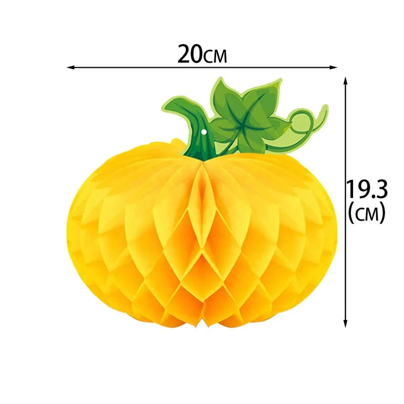 3-Pack Pumpkin Chestnut Honeycomb Decorations for Thanksgiving Halloween Party