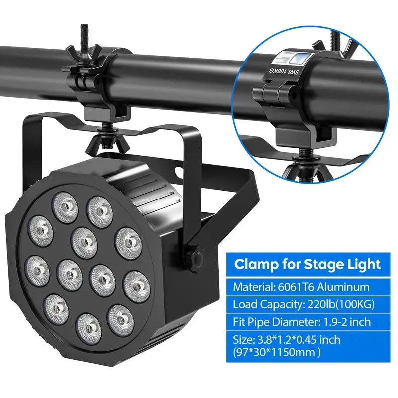 Heavy Duty Stage Lighting Clamps 8-Pack for DJ and Par Lights - Black