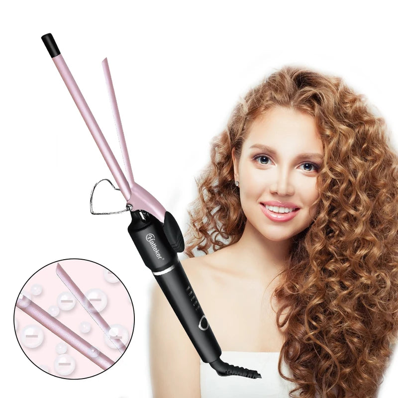Professional 9mm Hair Curler with Ceramic Barrel Auto-Off & Wet/Dry Use