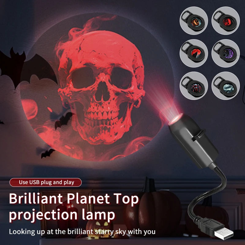 Halloween LED Projection Night Light Pumpkin Ceiling Wall Lamp with Multi-Color Options