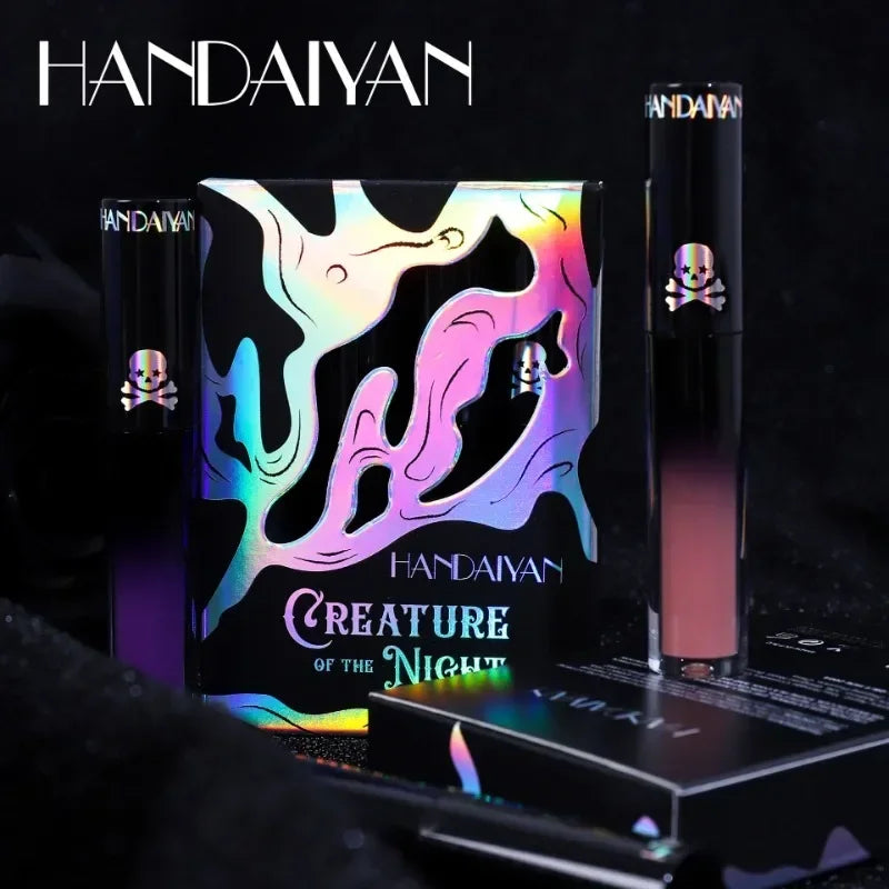 Halloween Goth Lipstick Set Long Lasting Matte Lip Gloss for Cosplay