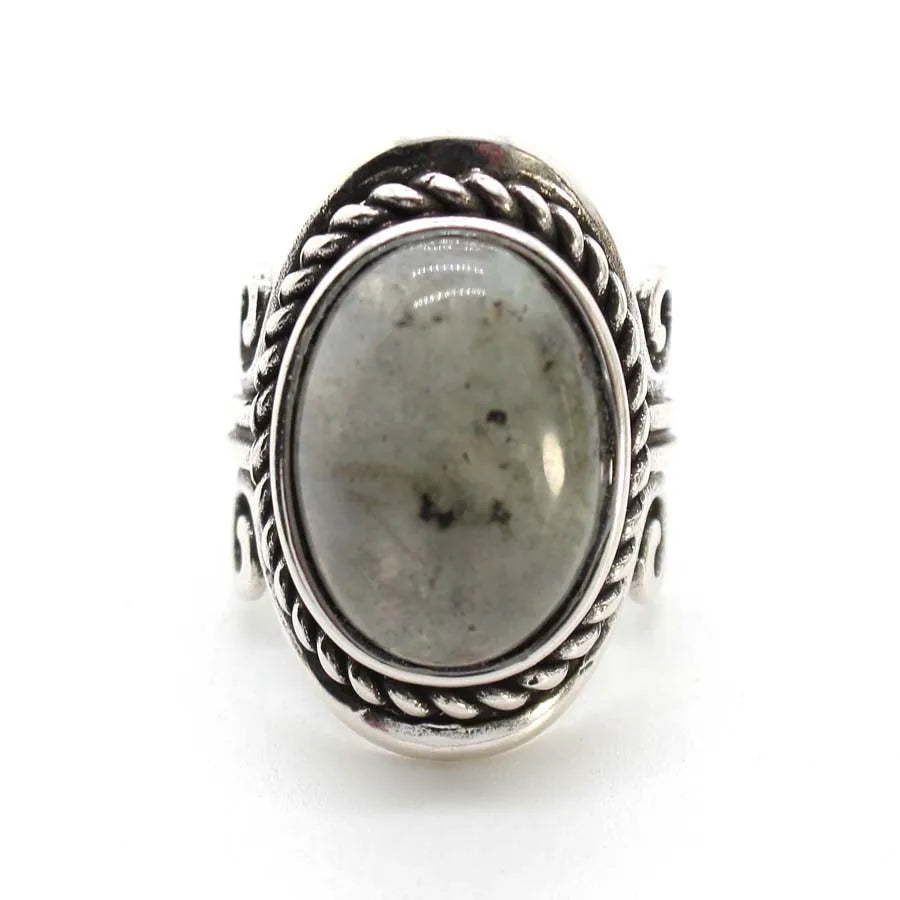 Vintage Adjustable Gemstone Ring for Men & Women - Rose Quartz, Amethyst, Onyx, Agate Jewelry