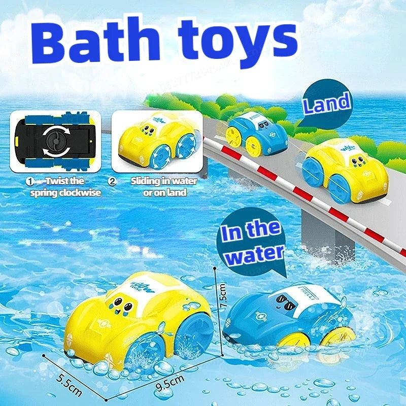 Baby Bath Toys Amphibious Cars Floating Water Playset for Kids
