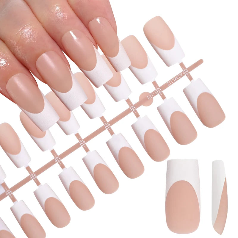120Pcs Medium Long Square Acrylic Fake Nails Full Cover French Press-On Nails for Women