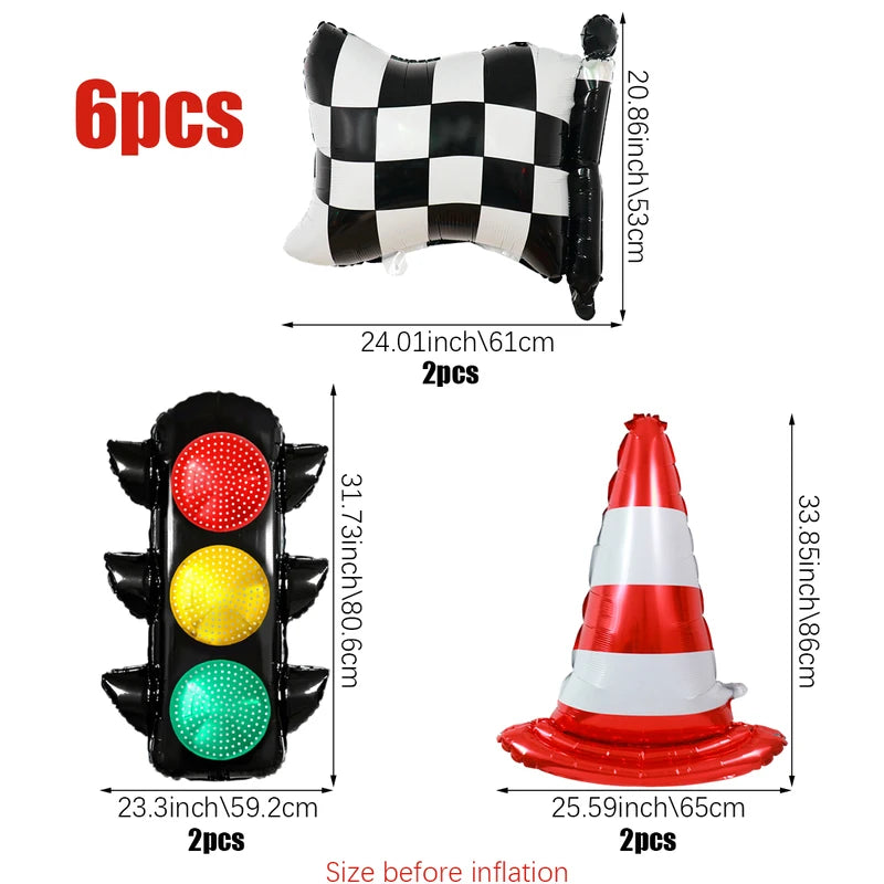 Racing Theme Balloon Set for Birthday Party Decorations - 2 or 6 Pieces