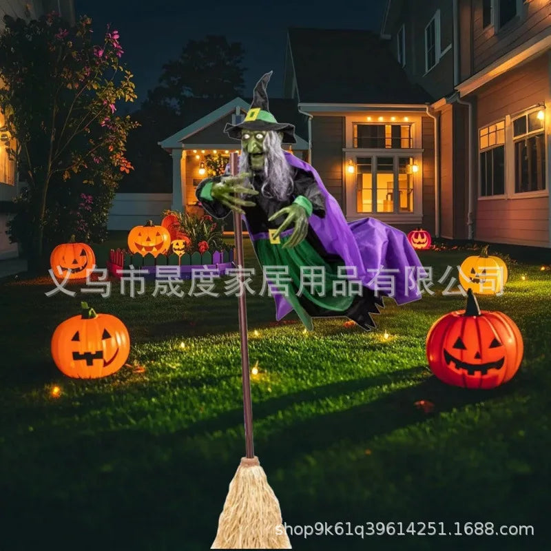 Outdoor Animated Witch Halloween Decoration - Horror Witch for Yard & Garden