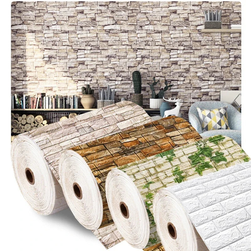 Self-Adhesive 3D Foam Brick Wall Panels for Living Room & Home Decor