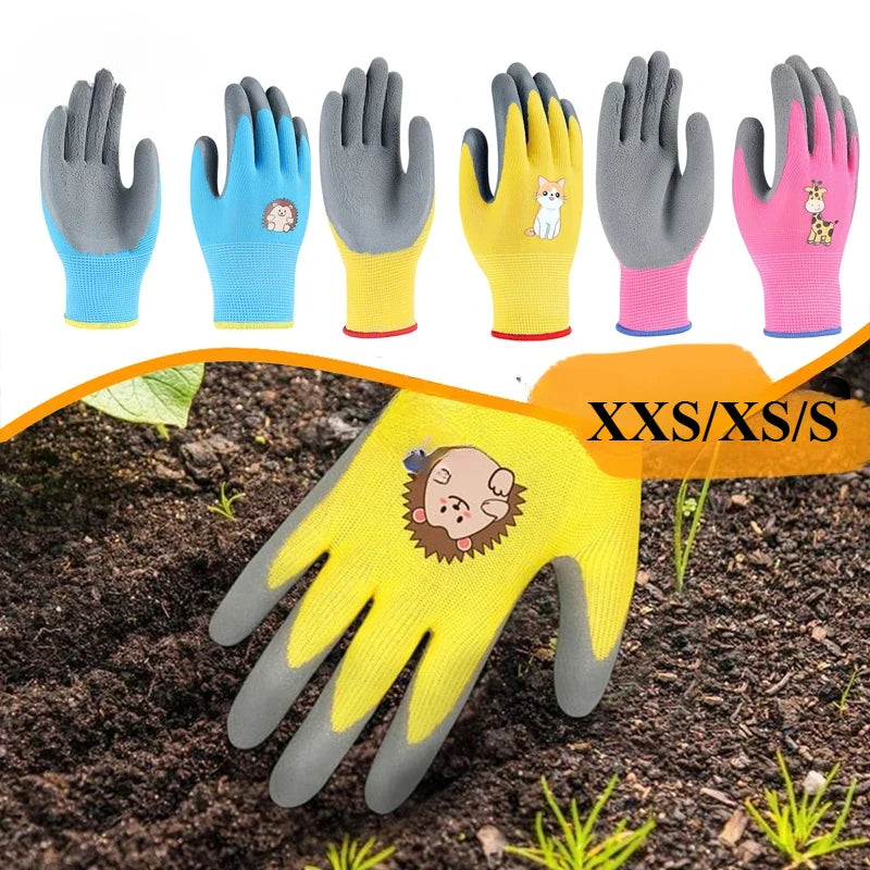 Kids Latex Gloves Waterproof Puncture-Resistant Protective Work Gloves for Children