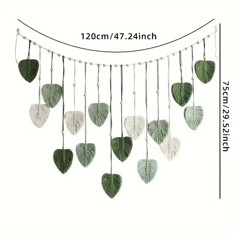 Boho Macrame Leaf Wall Hanging Decor for Living Room & Bedroom