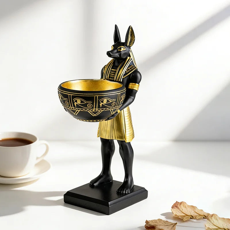 Ancient Egyptian Anubis Resin Storage Tray - Decorative Table Ornament Gift