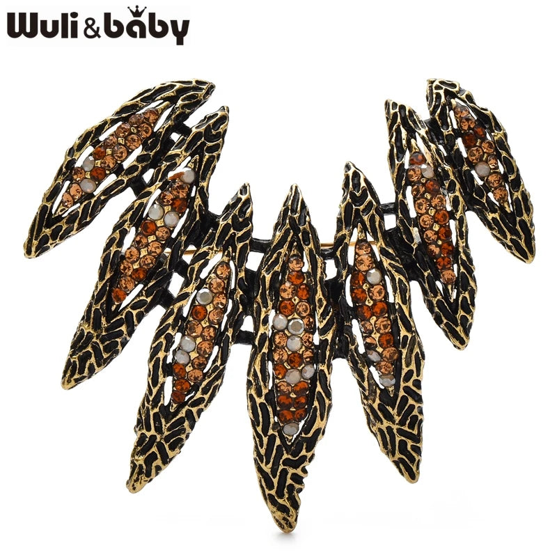 Vintage Rhinestone Wings Brooch Pins for Women | Geometric Metal Jewelry