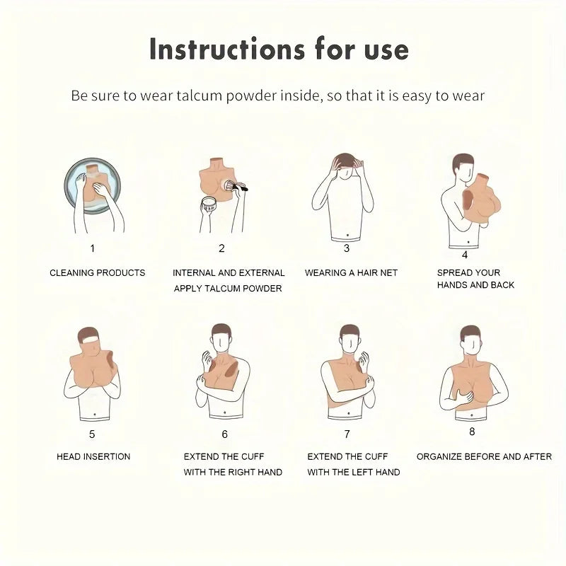Breathable Realistic Fake Breasts for Cosplay & Transgender, Low-Cut Back