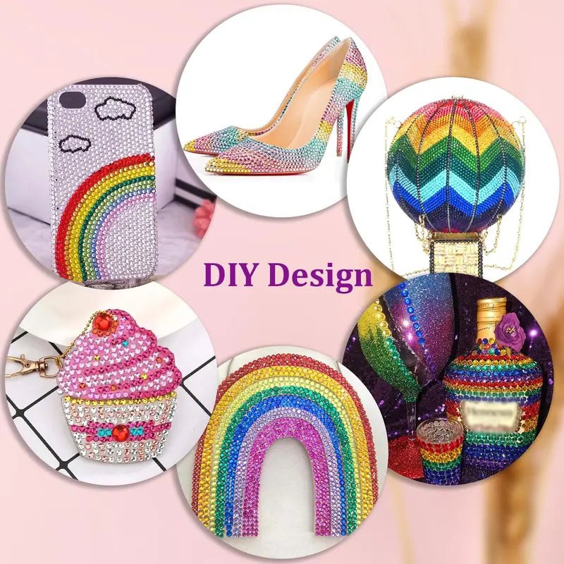 Nail Rhinestone Bedazzling Kit with 3D Multi-Color Resin Diamonds for Nail Art & Jewelry DIY