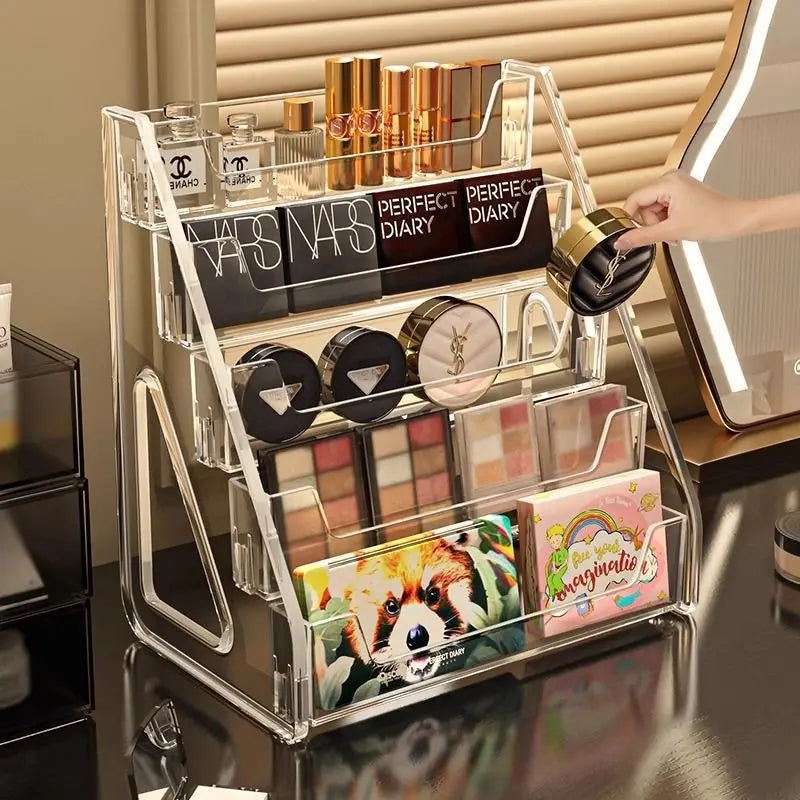 Acrylic Display Riser Stand Shelf Clear Perfume Holder for Desktop Organizer