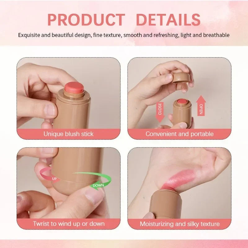 Creamy Blush Stick for Natural Cheek Color, Long-Lasting Matte Lip & Cheek Tint