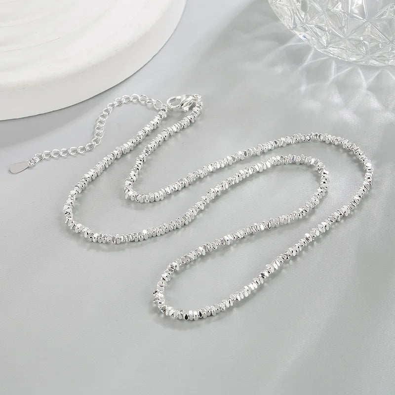 925 Sterling Silver Necklace for Women Simple Charm Choker Birthday Gift Jewelry