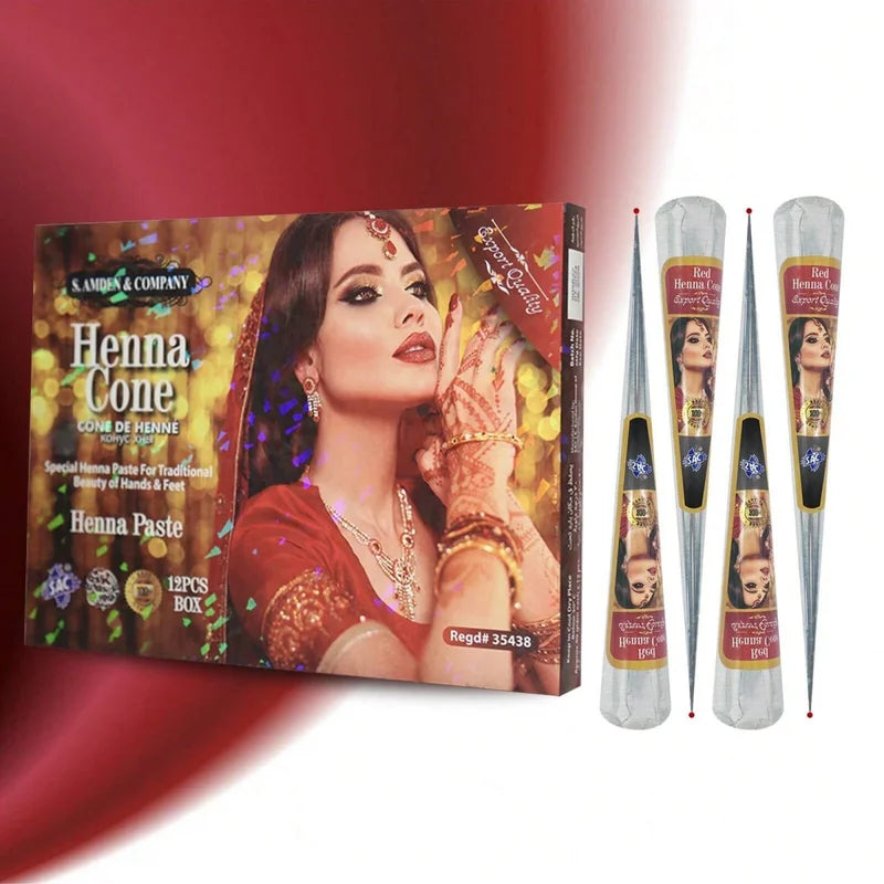Festival Red Henna Cones for Body Art Waterproof Henna Paint - Creative Gift