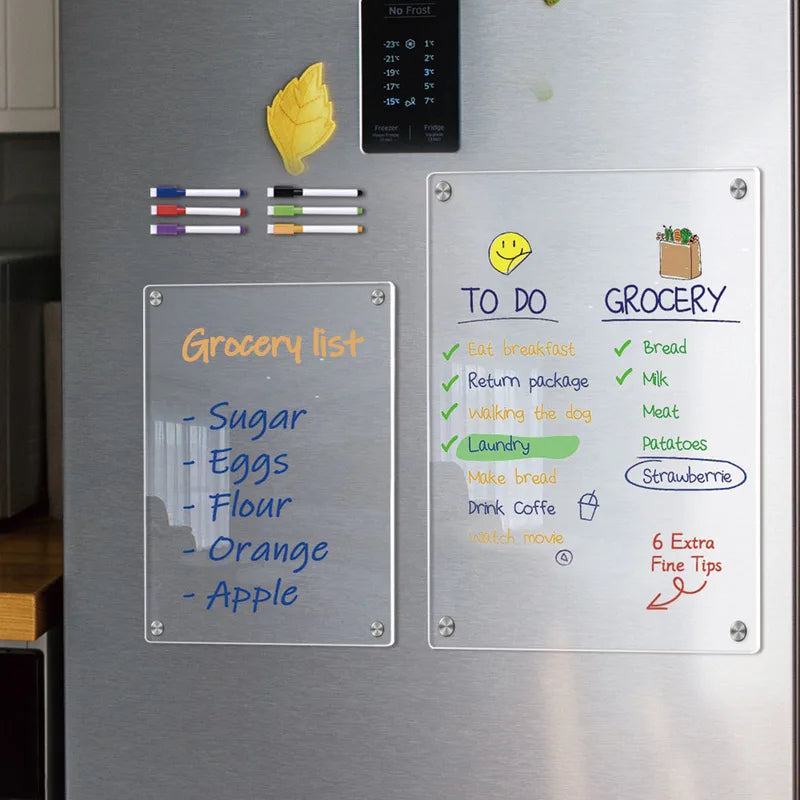 Magnetic Acrylic Calendar for Refrigerator Weekly & Monthly Planning - Reusable Whiteboard Message Board