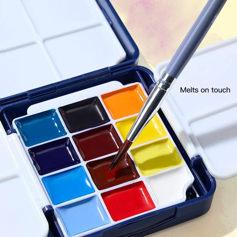 Watercolor Paint Set 24 Colors Travel Pocket Kit for Outdoor Painting
