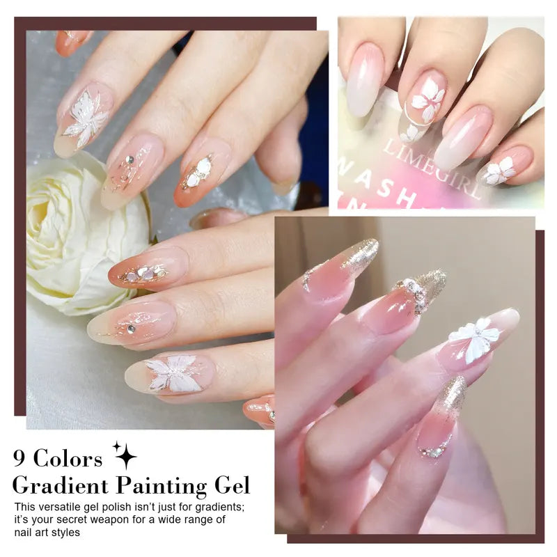 Gradient Painting Gel Nail Polish Kit for DIY Nail Art - Quick-Dry & Long-Lasting