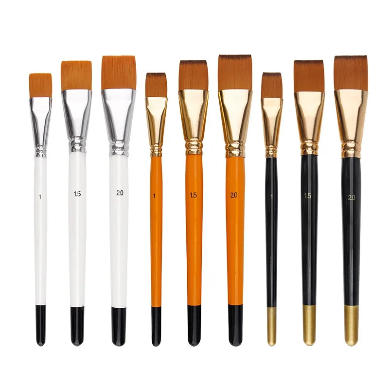 Oil Painting Brush Set 3pcs Large Flat Head Short Rod Nylon Watercolor Acrylic Art Supplies
