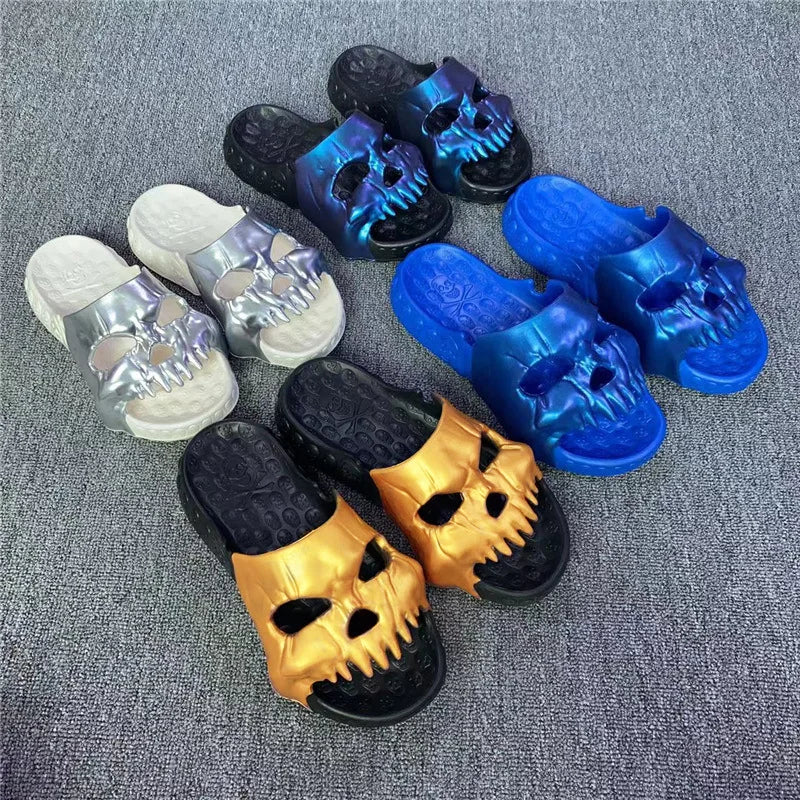 Halloween Skull Platform Slip-On Sandals Men Women Beach Flip Flops
