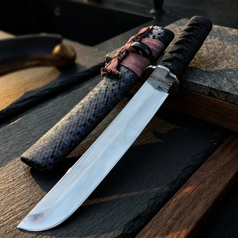 Japanese Meat Cutting Knife with Sheath - Hand-Forged Kitchen Knife, High Hardness