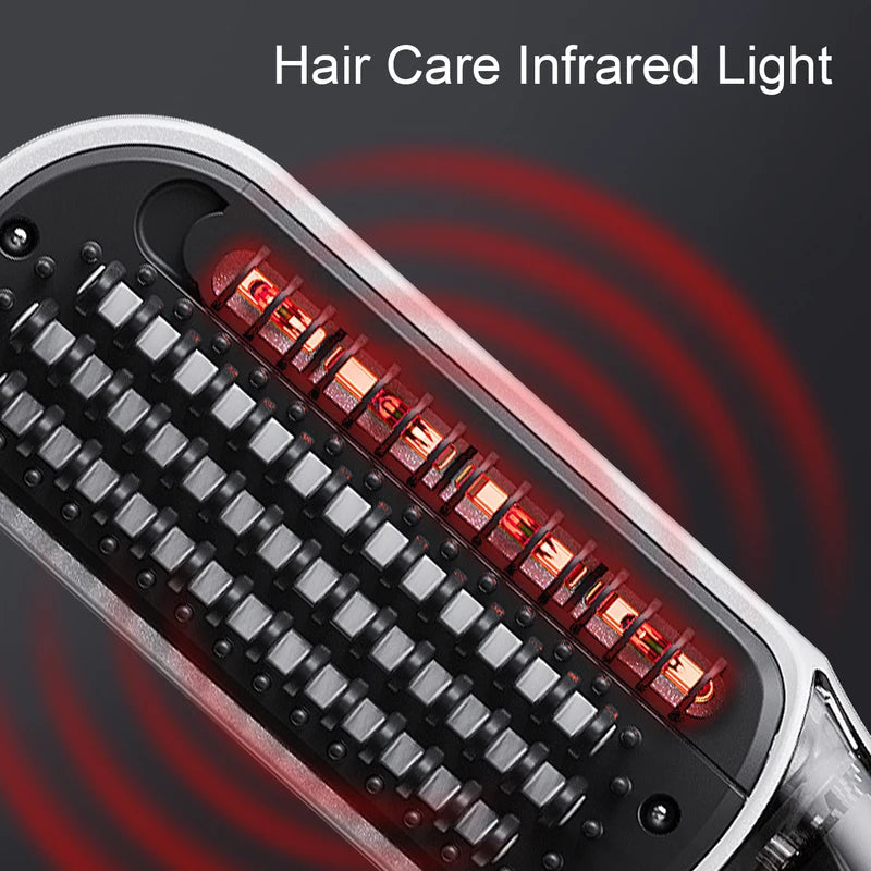 Steam Hair Straightener Brush with Red Light Therapy & Hot Mist - 4 Temperature Settings