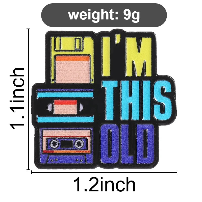 Vintage Digital Disk CD Cassette Enamel Pin 90s Retro Brooch Jewelry
