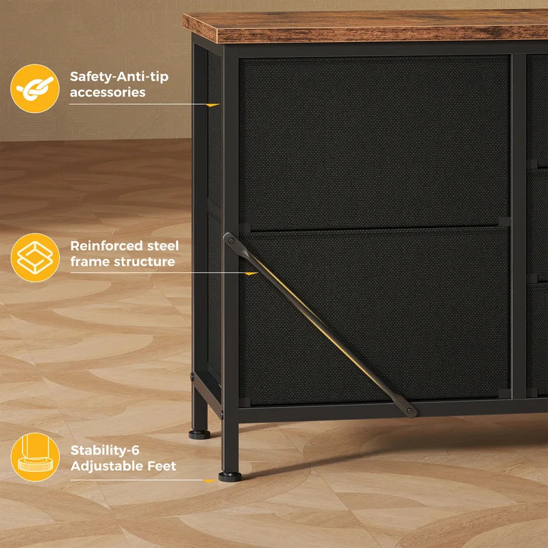 7-Drawer Fabric Dresser with Wooden Top - Storage Cabinet for Living Room & Bedroom