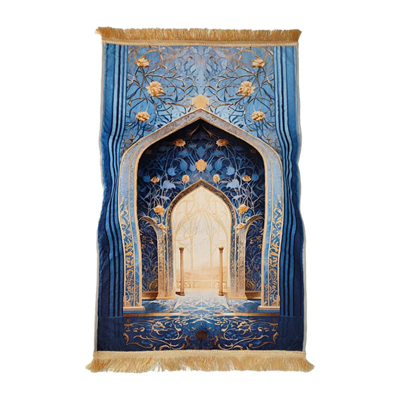Islamic Prayer Rug 70x110cm Living Room Decor Muslim Prayer Mat with Sponge Pad
