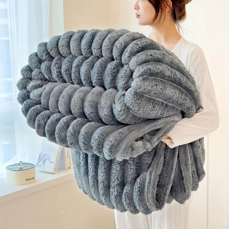 Faux Rabbit Fur Blanket Double-Sided Cozy Warm Lightweight Home Office Sofa Bed