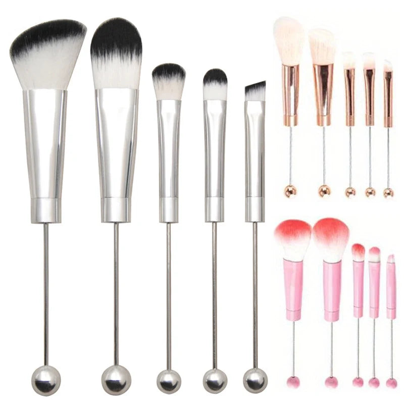 DIY Makeup Brush Set with Metal Handles - Multi-functional Powder Eye Shadow Blusher Brushes for Girls