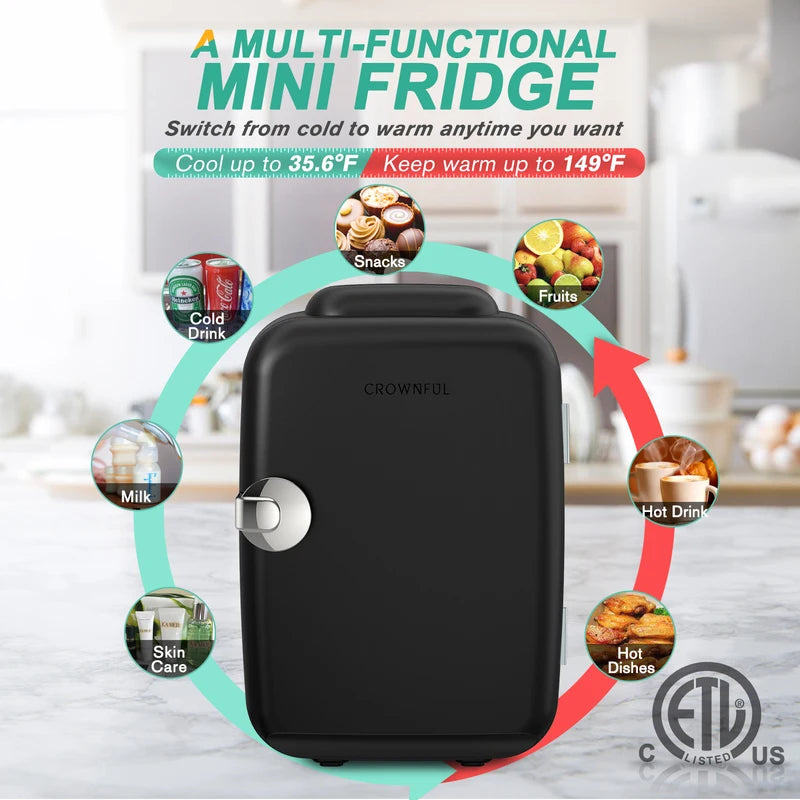 Mini Fridge for Beauty & Skincare, 4L Portable Cooler with Heating & Cooling