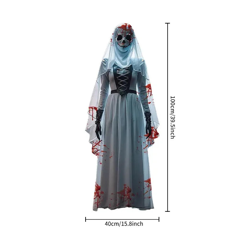 Halloween Horror Skull Bride Background Cloth Indoor Outdoor Haunted House Decor