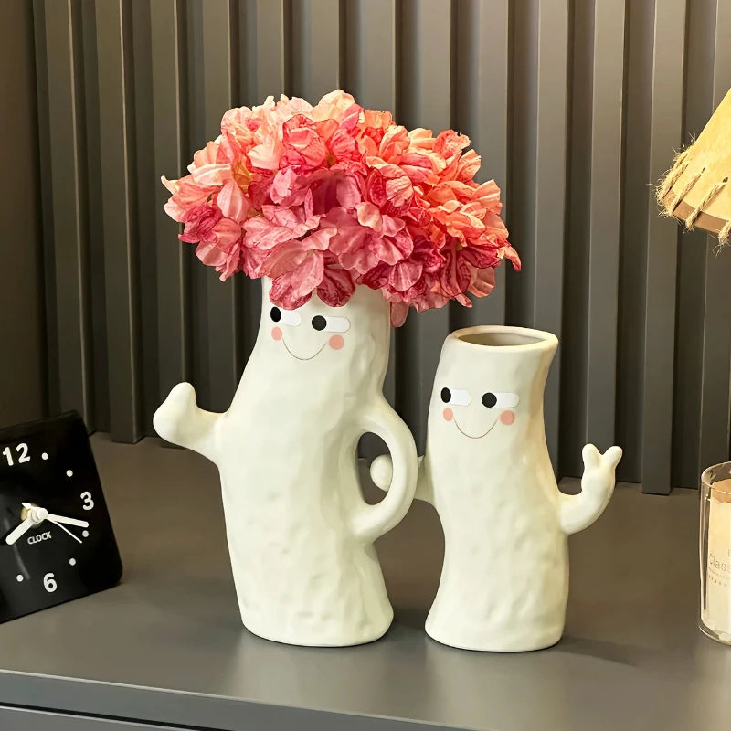 Ceramic Vase with Niche Design for Flower Arrangements - Home Decor Accent