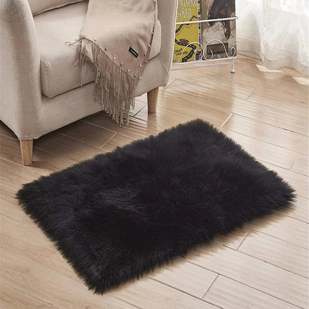 Silk Wool Non-Slip Indoor Rug - Washable Carpet Mat for Living Room & Bedroom