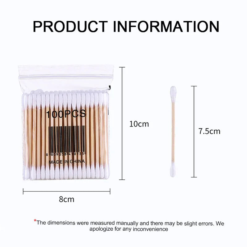 1000 Count Cotton Swabs for Ear & Makeup - Eco-Friendly Double Bamboo Sticks
