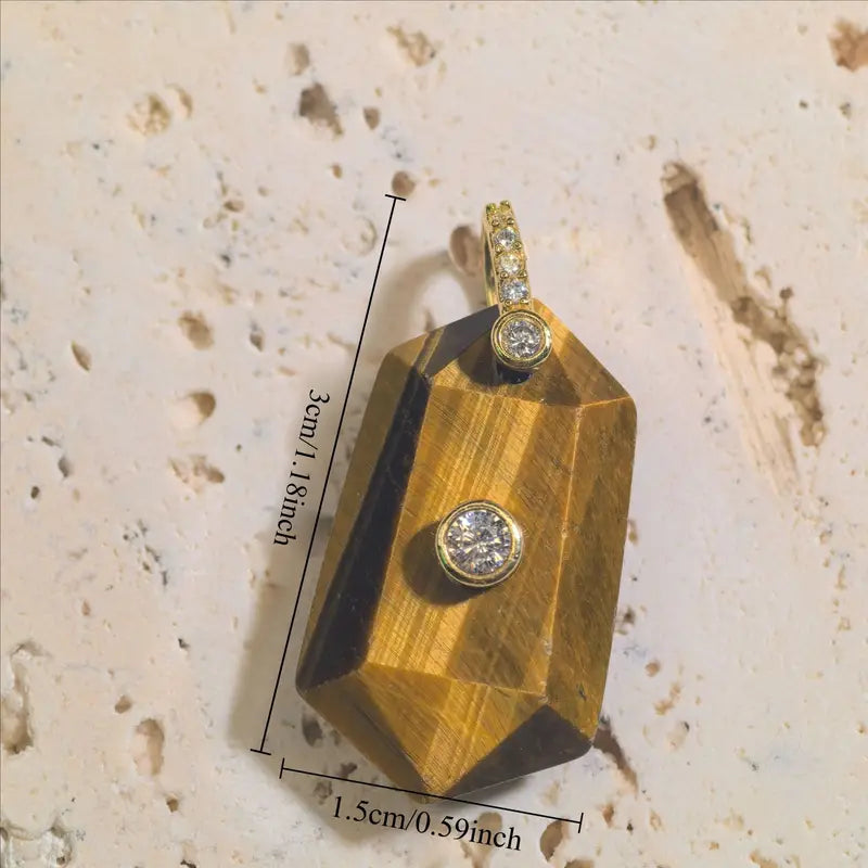 Faceted Natural Stone Pendant for Necklace Jewelry Making with Zircon Charms