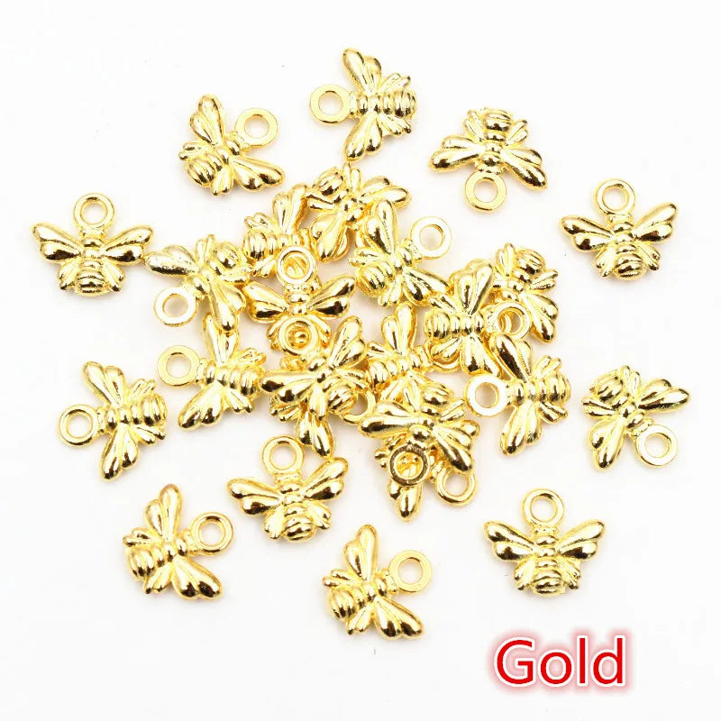 30pcs Bee Charms Jewelry Making Pendants Antique Bronze & Gold Plated DIY Craft